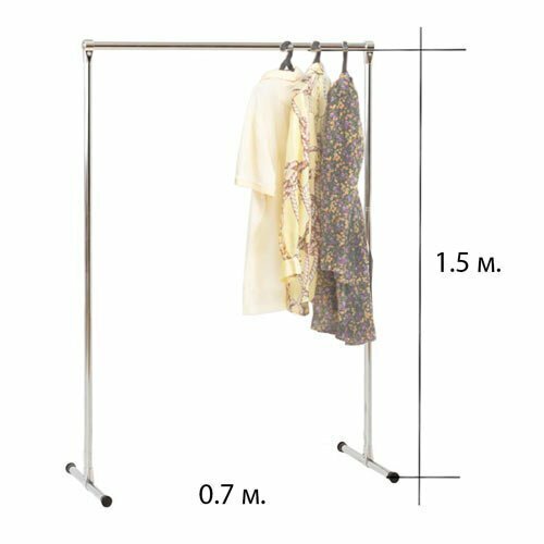 Вешалка на колесиках напольная для одежды PG-360 1.5 м. / 0.7 м. (металлическая)