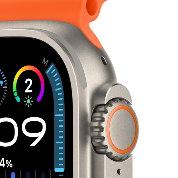 Часы Apple Watch Ultra 2 GPS + Cellular, 49 мм, корпус из титана, ремешок Ocean оранжевого цвета