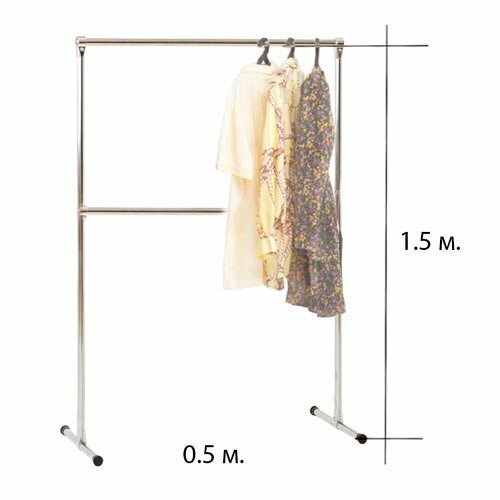 Вешалка на колесиках  напольная для одежды усиленная UG 360 1.5 м. / 0.5 м. (металлическая)