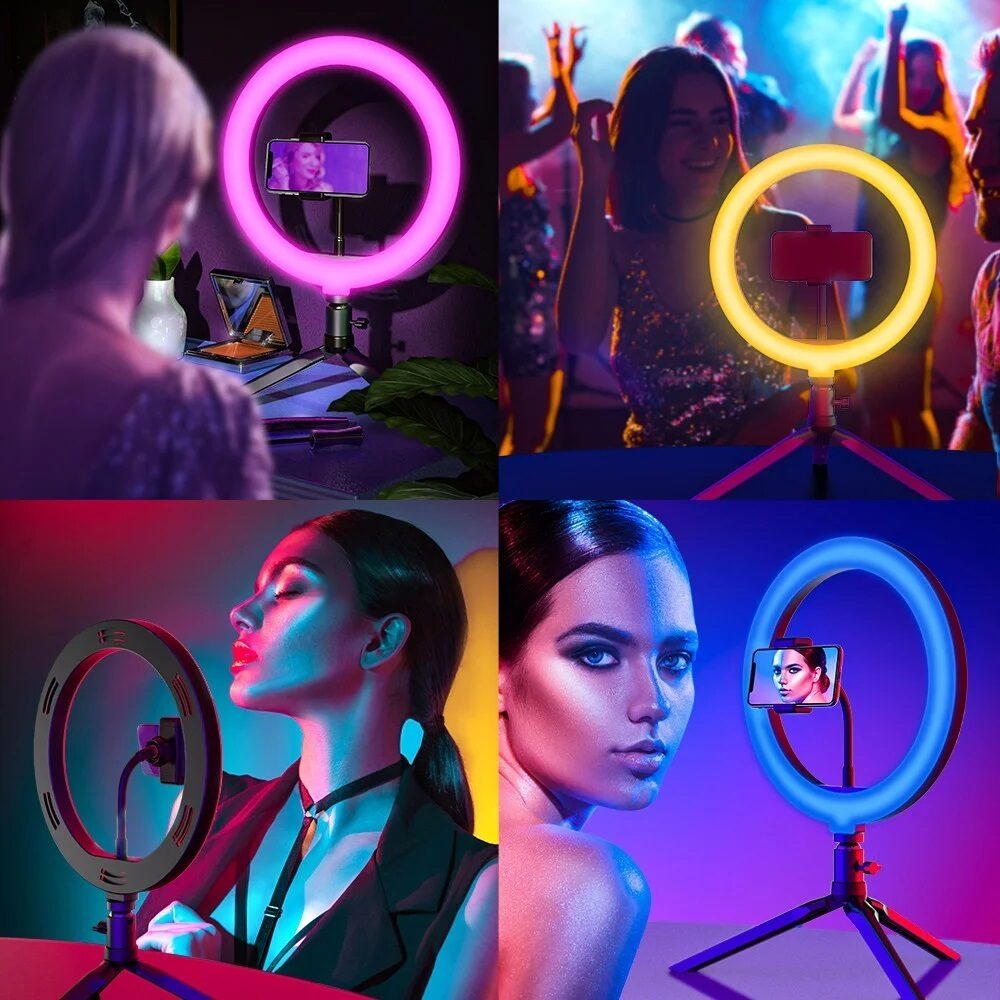 Кольцевая лампа RGB MJ18 LED Soft Ring Light 45 см с держателем для смартфона, 15 цветовых схем и 10 ступеней яркости - Купить в Москве