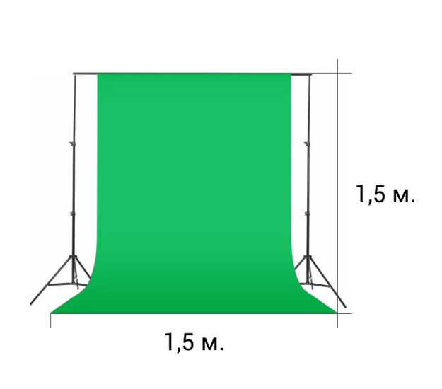 Комплект Стойка "П" 1.5 х 1.5 м + Фон хромакей 1.5 х 2 м